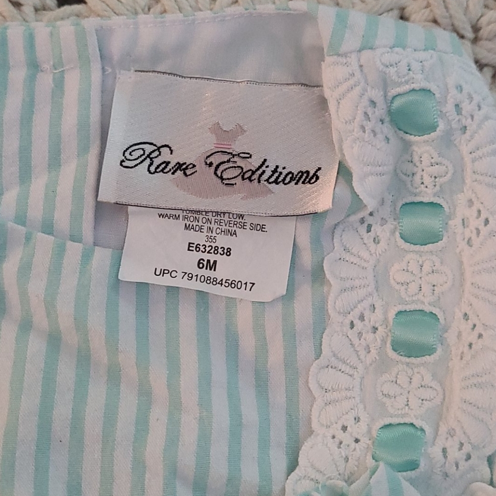 SUMMER BEAUTIFUL TEAL WHITE LACE  STRIPED  DRESS - Picture 12 of 16